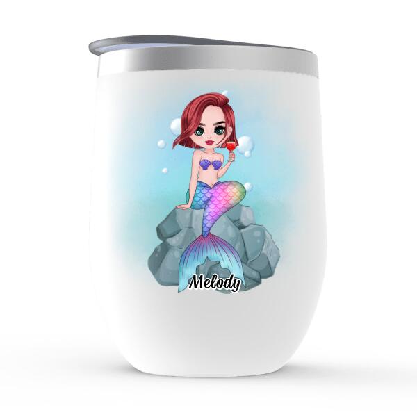 Personalized Wine Tumbler, Gift For Mermaid Fans, Sassy Since Birth, Salty By Choice, Mermaid Drinking