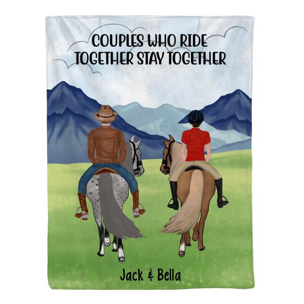 Horse Riding Couple And Friends - Personalized Blanket For Friends, Couples, Family, Horseback Riding