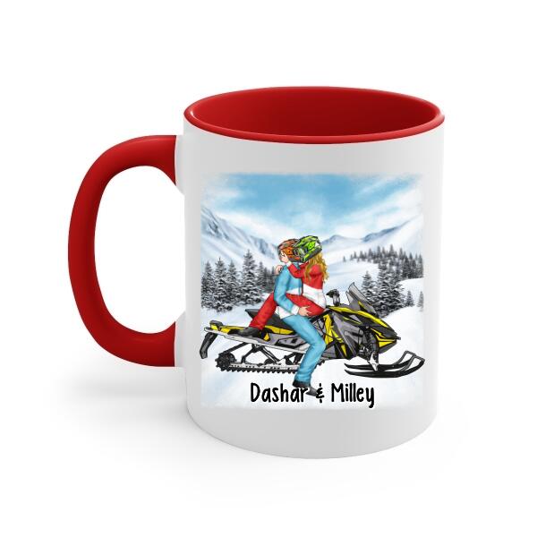 Kissing Snowmobiling Couple - Personalized Mug For Him, For Her