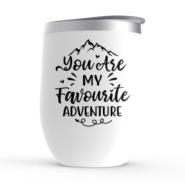 Kissing Hiking Couple - Personalized Wine Tumbler For Her, Him