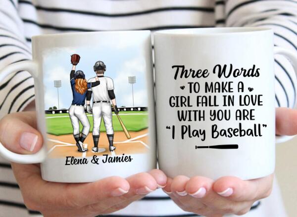 My Boyfriend Loves To Play Baseball - Personalized Mug For Couples, Him, Her, Baseball