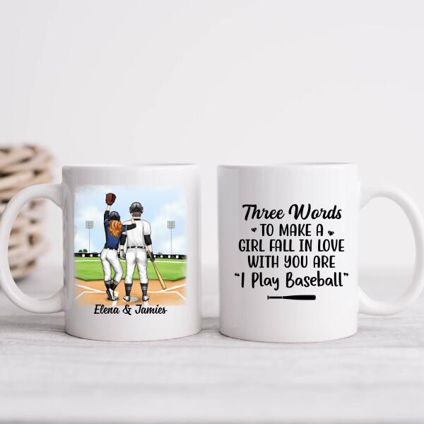 My Boyfriend Loves To Play Baseball - Personalized Mug For Couples, Him, Her, Baseball