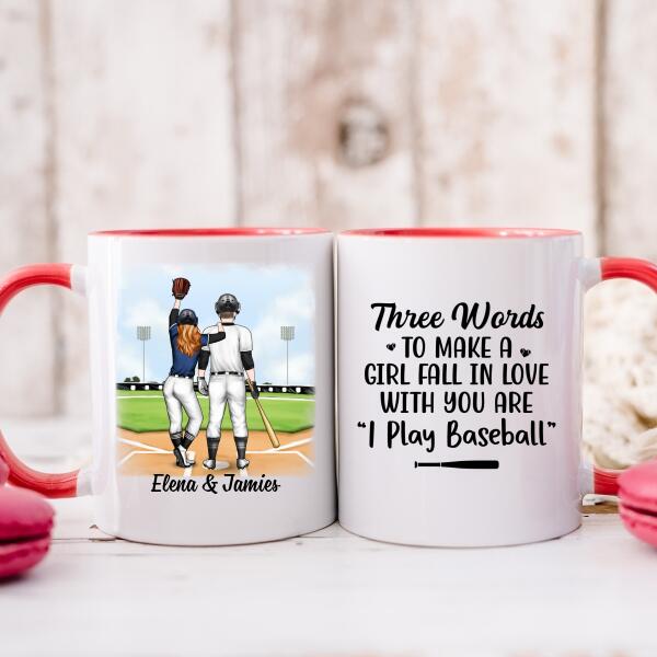 My Boyfriend Loves To Play Baseball - Personalized Mug For Couples, Him, Her, Baseball