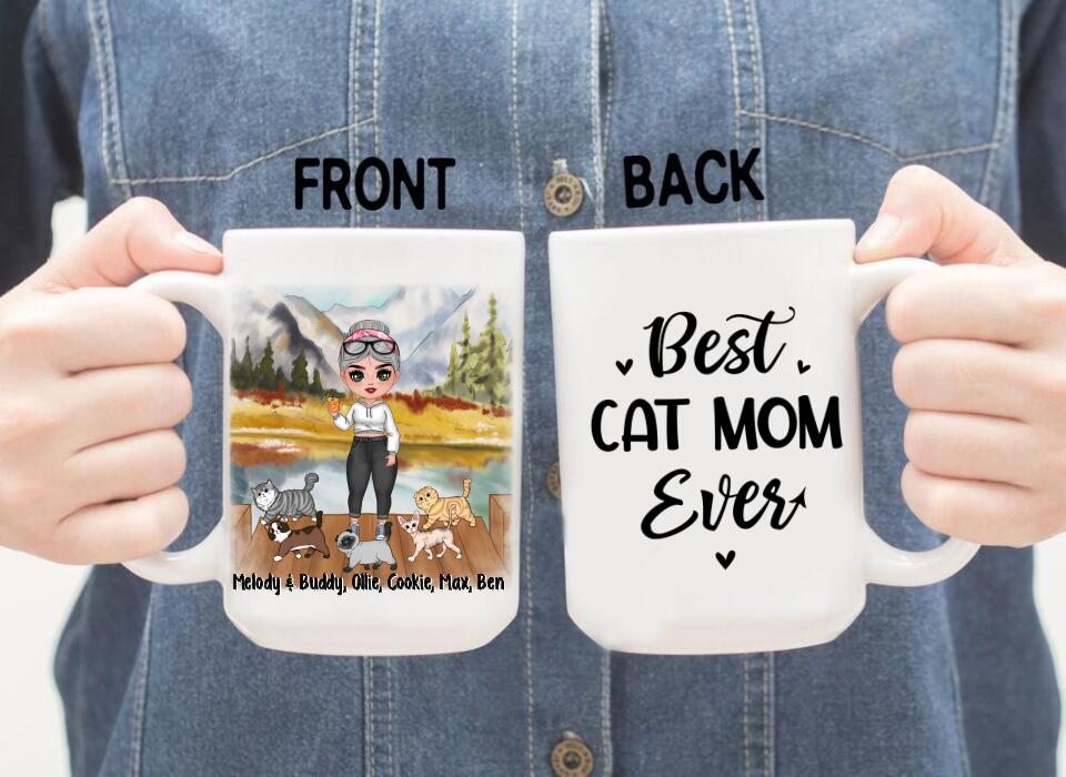 Best Cat Mom Ever - Personalized Mug For Cat Lovers, Chibi