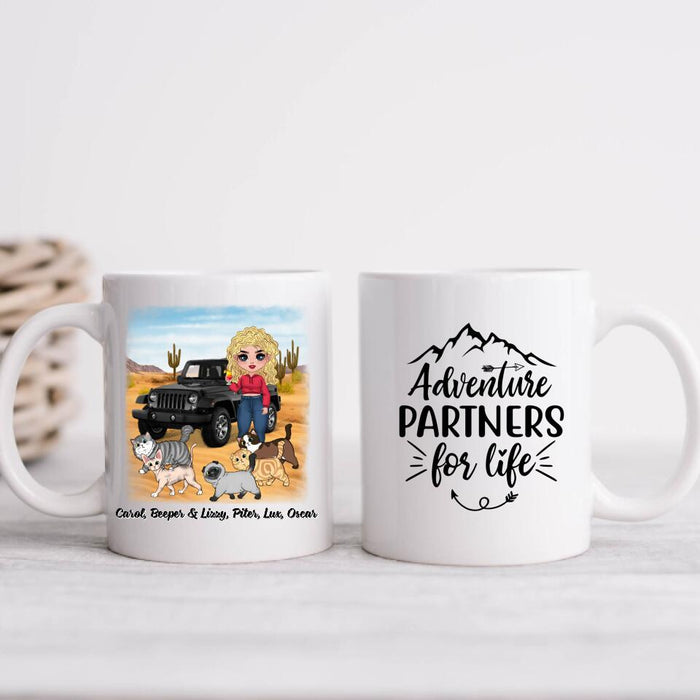 Adventure Partners For Life - Personalized Mug For Her, Cat Lovers, Chibi