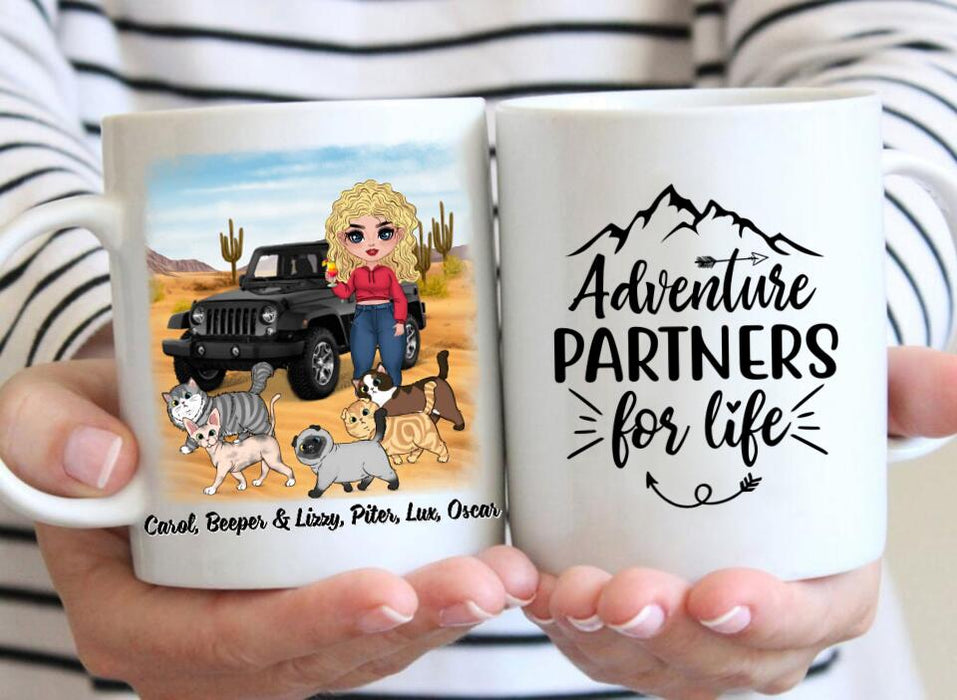 Adventure Partners For Life - Personalized Mug For Her, Cat Lovers, Chibi