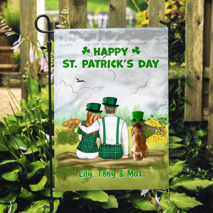 Happy St. Patrick's Day - Personalized Garden Flag For Couples, For The Family, Dog Lovers