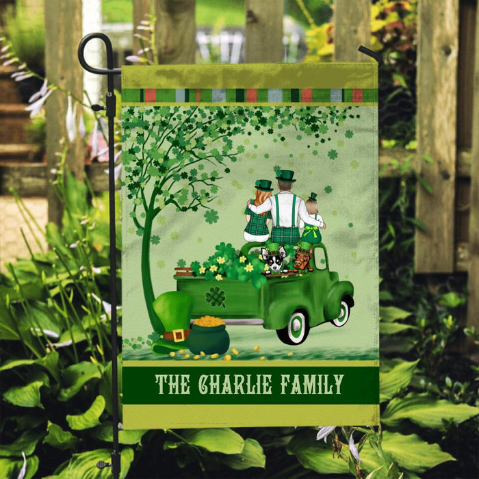 Truck Full Of Luck - Personalized Garden Flag For Couples, The Family, Dog Lovers, St. Patrick's Day