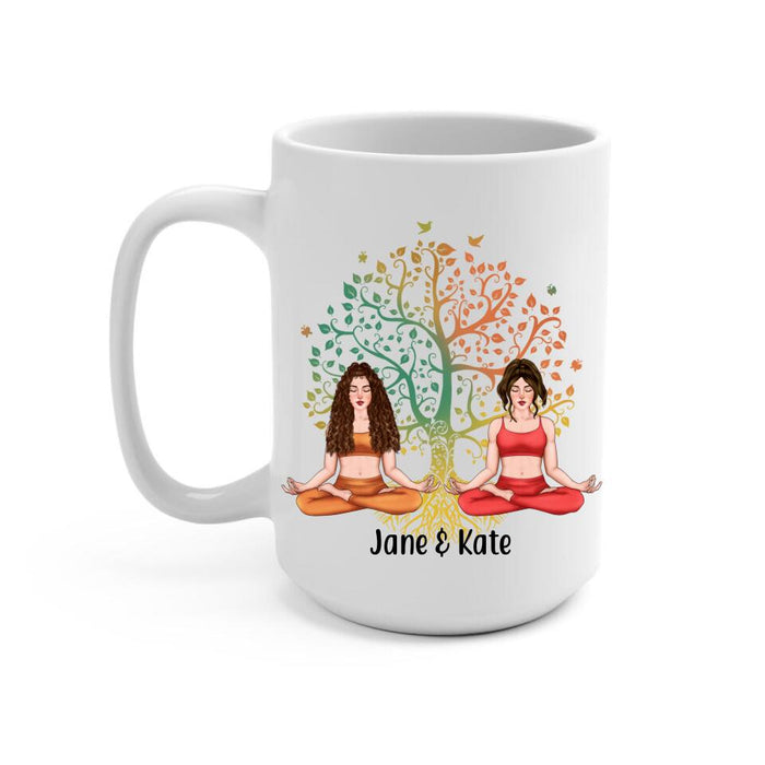 Yoga With Besties Always Together - Personalized Mug For Friends, For Her, Yoga
