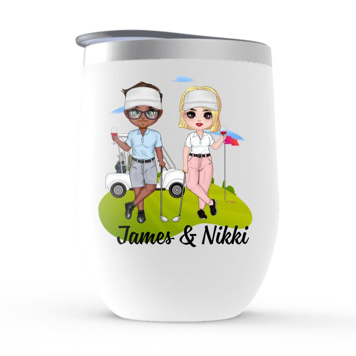 Golf Partners For Life - Personalized Wine Tumbler For Couples, Him, Her, Friends, Golf