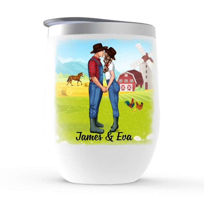 Life Is Better On The Farm - Personalized Wine Tumbler For Couples, Her, Him, Farmer
