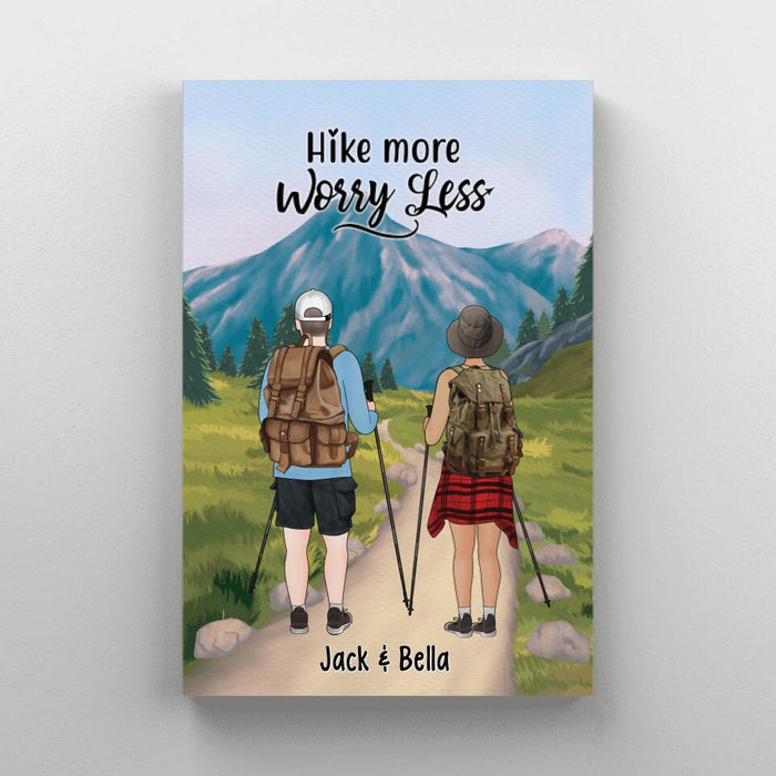 Hike More Worry Less - Personalized Canvas For Couples, Hiking, Dog Lovers