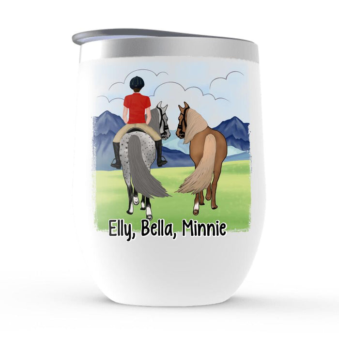 Keep Calm And Ride On - Personalized Wine Tumbler For Him, Her, Horse Lovers