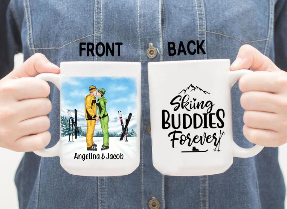 Skiing Buddies Forever - Personalized Mug For Couples, For Him, For Her, Skiing