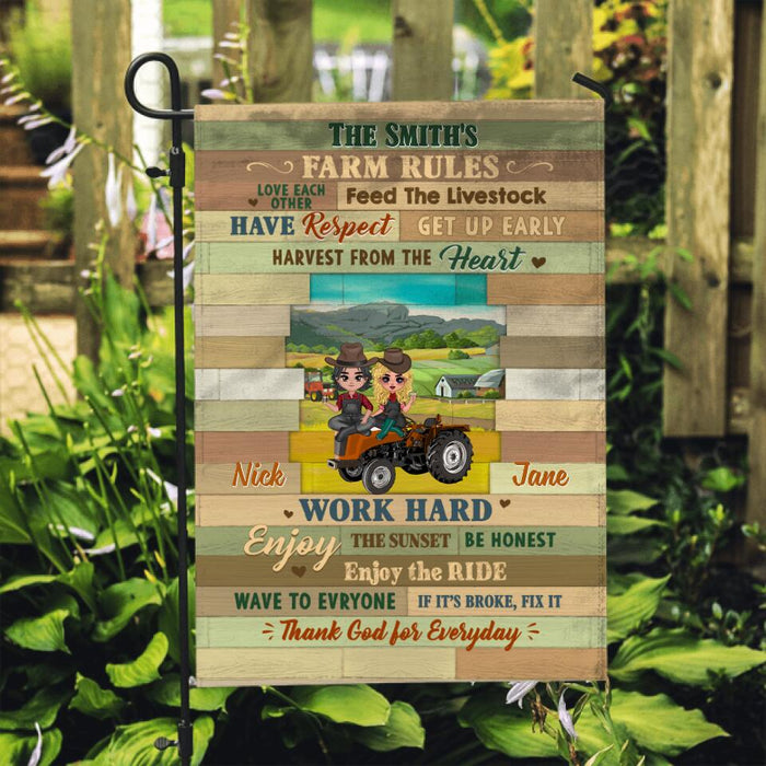 Farm Rules - Personalized Garden Flag For Couples, Him, Her, Friends, Farmer