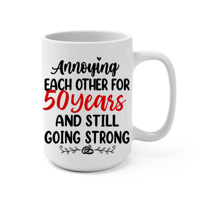 Chibi Older Couple Annoying Each Other For - Personalized Mug For Couples, Her, Him, Anniversary