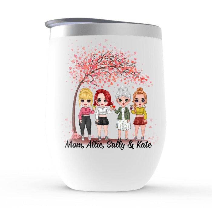 Mothers and Daughters Forever Linked Together - Personalized Gifts Custom Wine Tumbler for Daughter, Mom, or Both