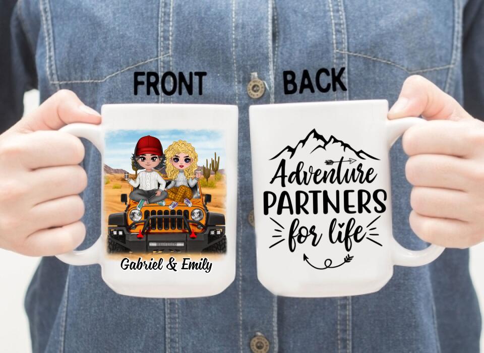 Adventure Partners For Life - Personalized Mug For Couples, Car, Off-Road Lovers