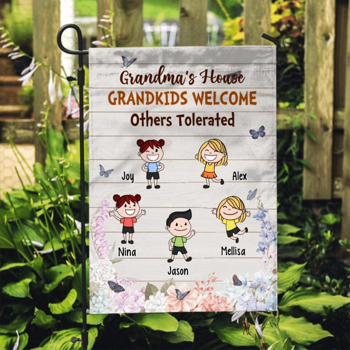 Grandma's House with Up to 5 Kids - Personalized Gifts Custom Garden Flag for Kids for Grandma, Garden