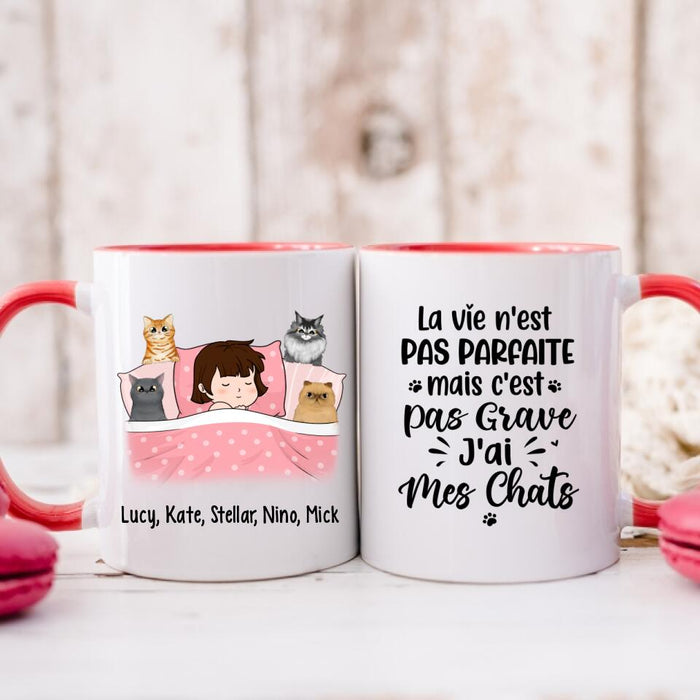 La Vie N'est Pas Parfaite Mais C'est Pas Grave J'ai Mes Chats - Personalized Mug For Him, Her, Cat Lovers