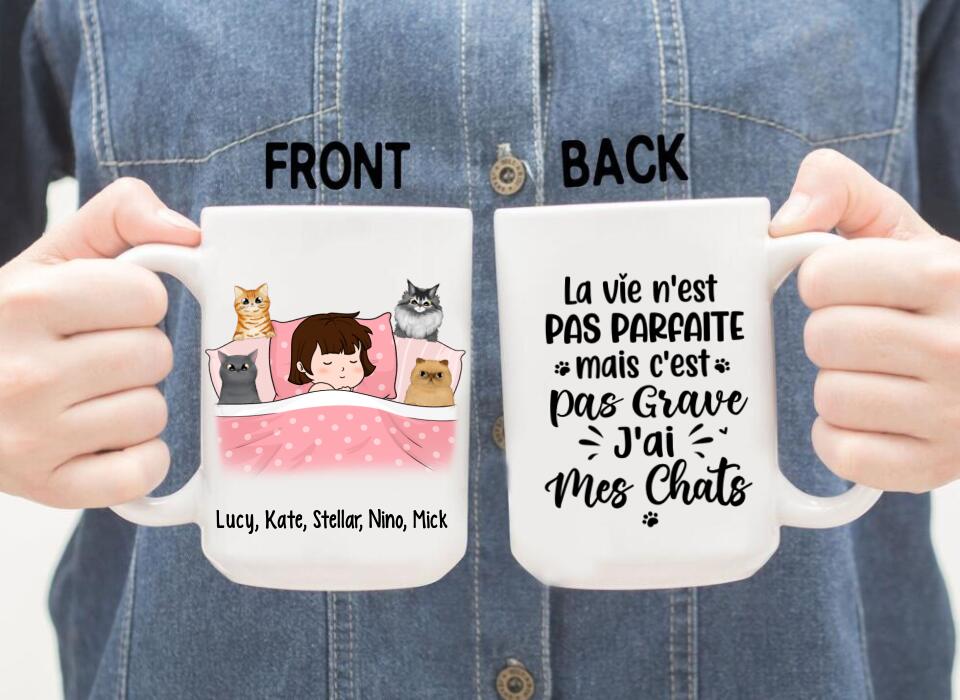 La Vie N'est Pas Parfaite Mais C'est Pas Grave J'ai Mes Chats - Personalized Mug For Him, Her, Cat Lovers