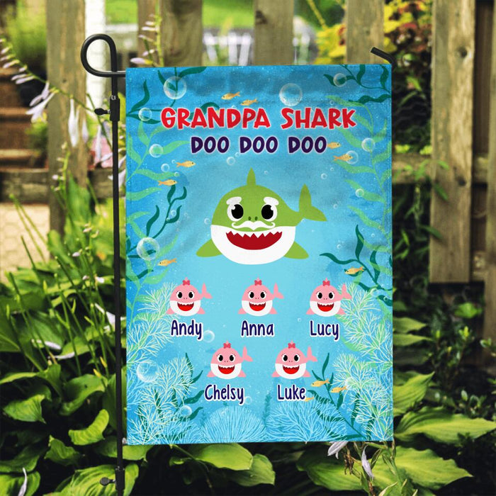 Grandpa Shark Doo Doo Doo - Personalized Gifts Custom Garden Flag for Family for Kids