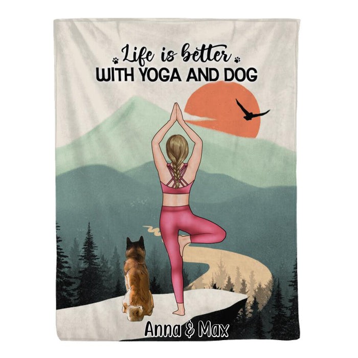 All I Need Is Love And Yoga And My Dogs - Personalized Blanket For Her, For Dog Mom, Yoga