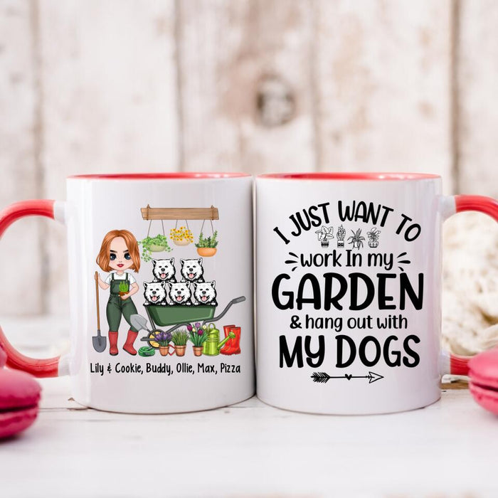 Up To 5 Dogs I Just Want To Work In My Garden - Personalized Mug For Him, Her, Dog Lovers, Gardener