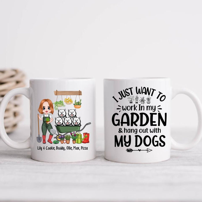 Up To 5 Dogs I Just Want To Work In My Garden - Personalized Mug For Him, Her, Dog Lovers, Gardener