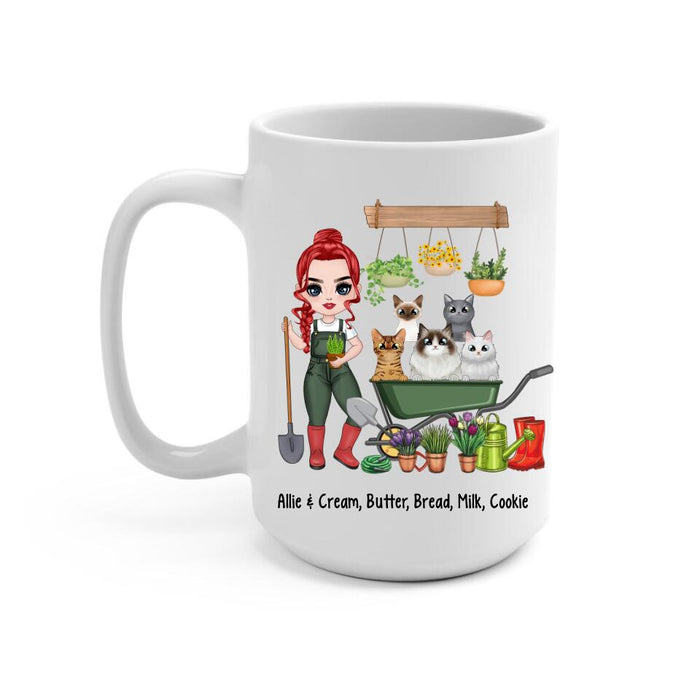 Up To 5 Cats I Just Want To Work In My Garden - Personalized Mug For Him, Her, Cat Lovers, Gardener