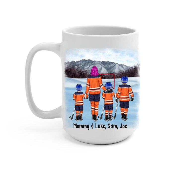 Up To 3 Sons Mother Of Boys - Personalized Mug For Her, Mom, Hockey