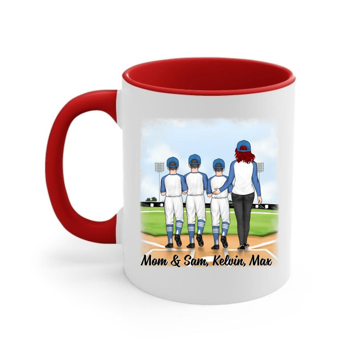 Up To 3 Sons Blessed With Boys - Personalized Mug For Her, Mom, Baseball