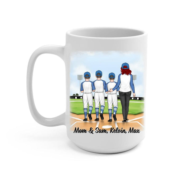 Up To 3 Sons Blessed With Boys - Personalized Mug For Her, Mom, Baseball