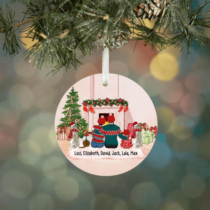 Personalized Ornament, Couple And Baby With Pets, Christmas Gift For Family