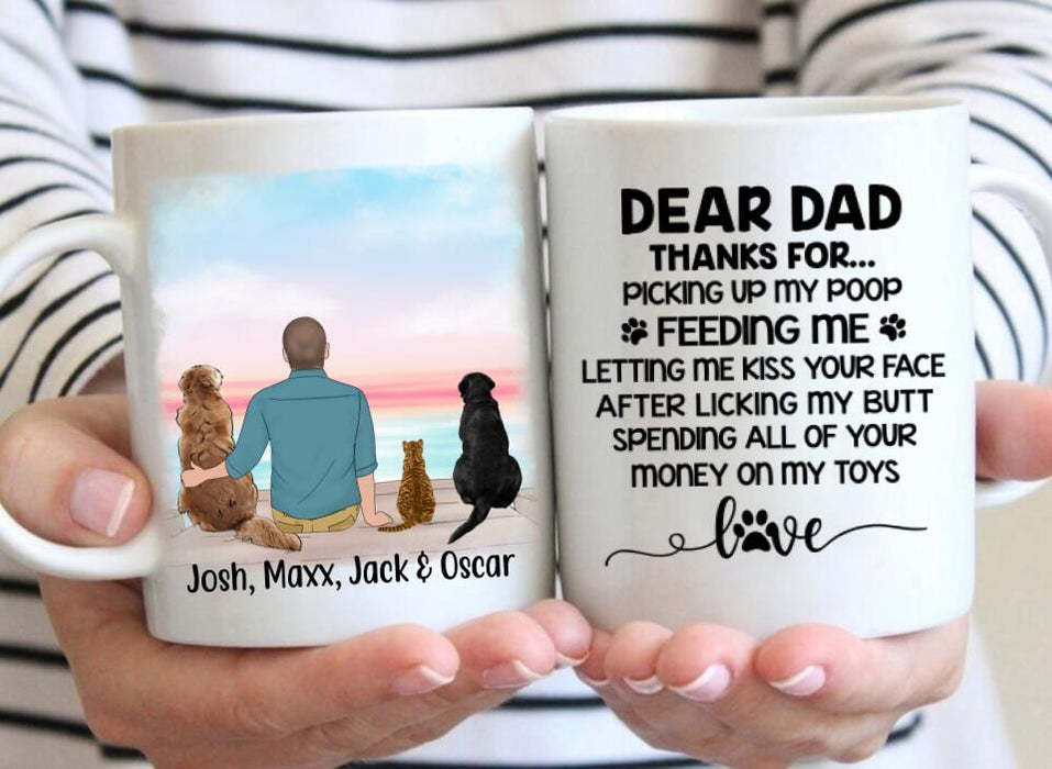 Dear Dad Thanks for Picking Up My Poop - Personalized Mug for Dog/ Cat Dad, Dog and Cat Lovers