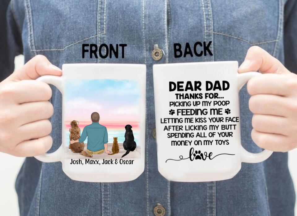 Dear Dad Thanks for Picking Up My Poop - Personalized Mug for Dog/ Cat Dad, Dog and Cat Lovers