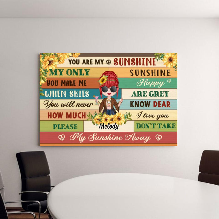 You Are My Sunshine My Only Sunshine - Personalized Canvas For Her, Hippie