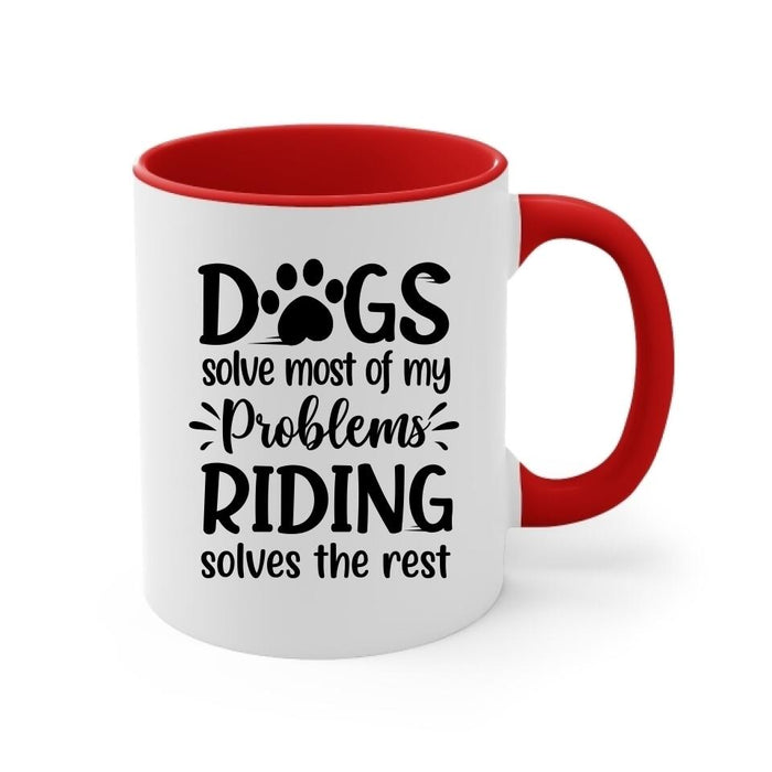 Biker Man/Woman And Dogs - Personalized Mug For Him, Her, Dog Lovers, Off Road Lovers