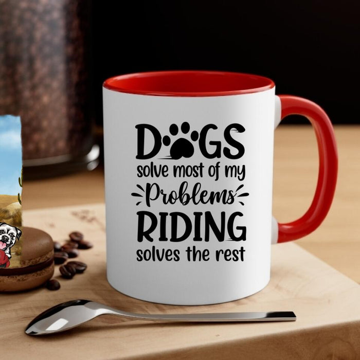 Biker Man/Woman And Dogs - Personalized Mug For Him, Her, Dog Lovers, Off Road Lovers
