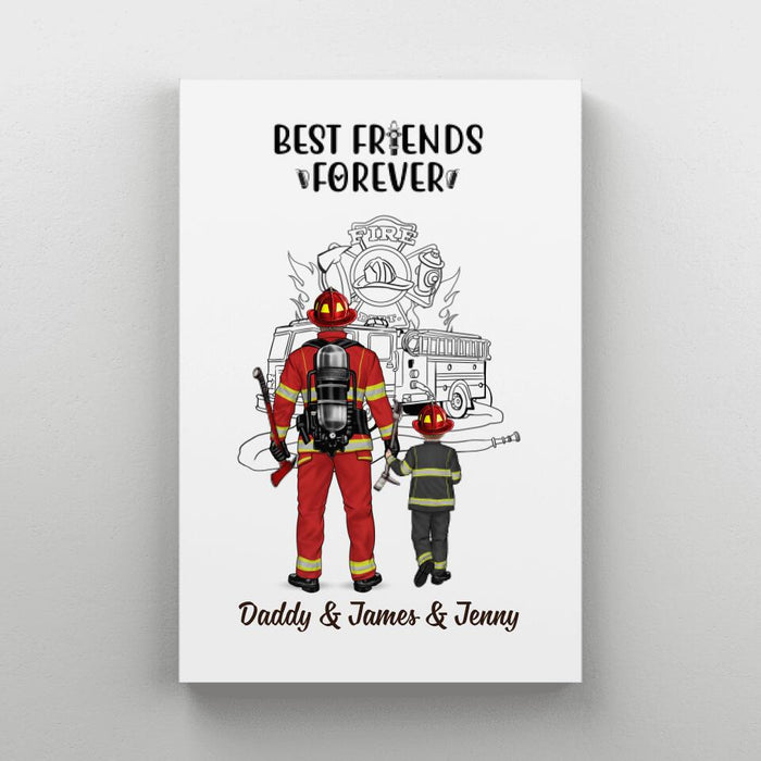 Best Friends Forever - Personalized Gifts Custom Firefighter Canvas for Mom and Dad, Firefighter Gifts