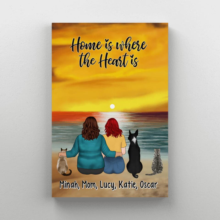 Home Is Where The Heart Is - Personalized Canvas For Mom, Daughters, Dog Lovers, Cat Lovers