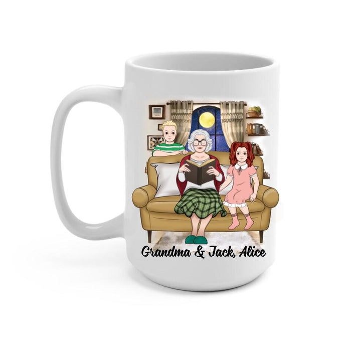 Up To 2 Kids Grandma Hold Me A Little Longer - Personalized Mug For Her, Grandma, Book