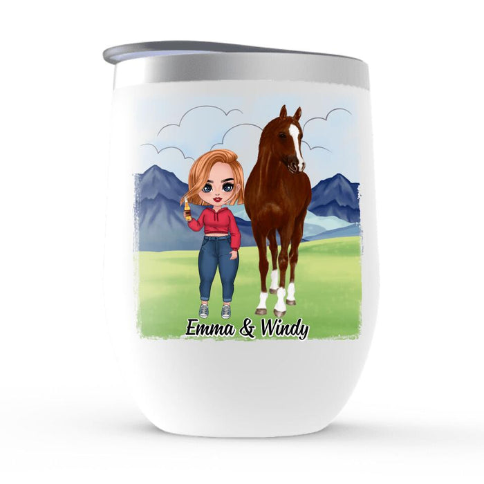 Riding Solves Most Of My Problems - Personalized Wine Tumbler For Her, Horse Lovers