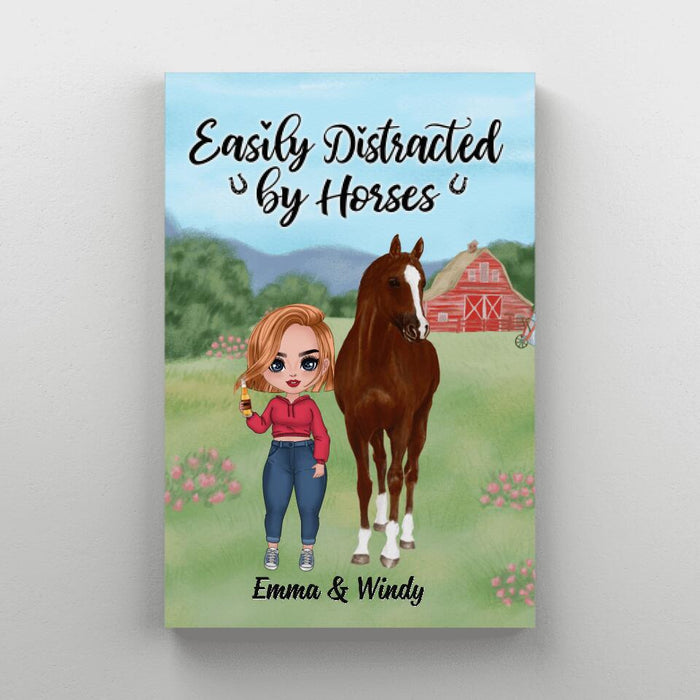 Easily Distracted By Horses - Personalized Canvas For Her, Horse Lovers