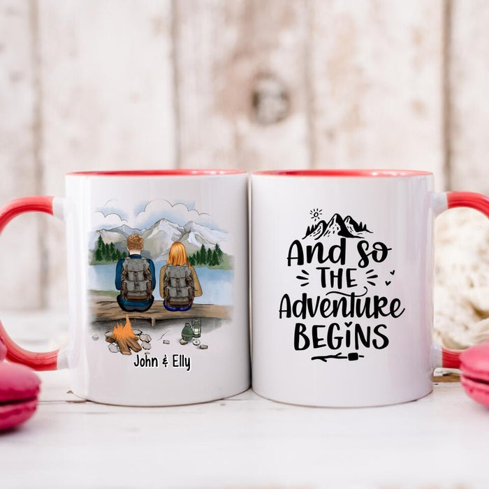 And So The Adventure Begins - Personalized Mug For Couples, Friends, Camping, Hiking