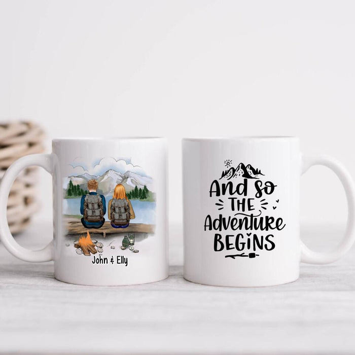 And So The Adventure Begins - Personalized Mug For Couples, Friends, Camping, Hiking