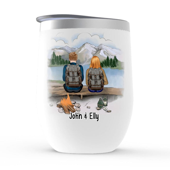 Just Like Campfires And Marshmallows - Personalized Wine Tumbler For Couples, Friends, Camping, Hiking