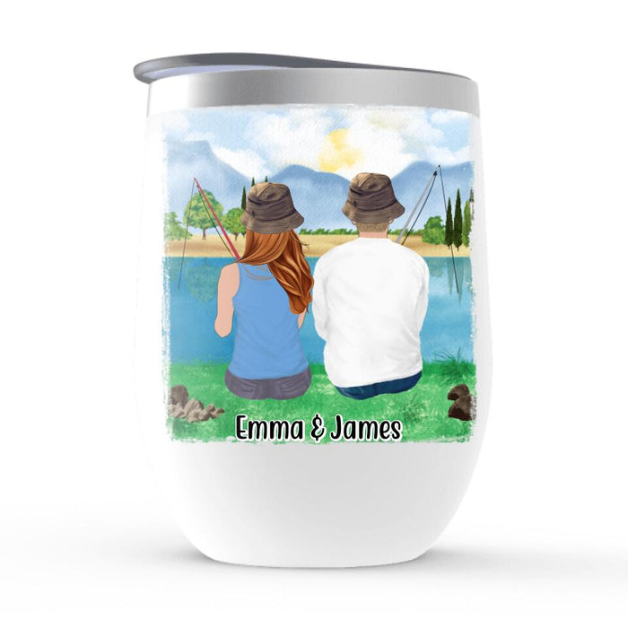 Fishing Buddies For Life - Personalized Wine Tumbler For Couples, Friends, Family, Fishing