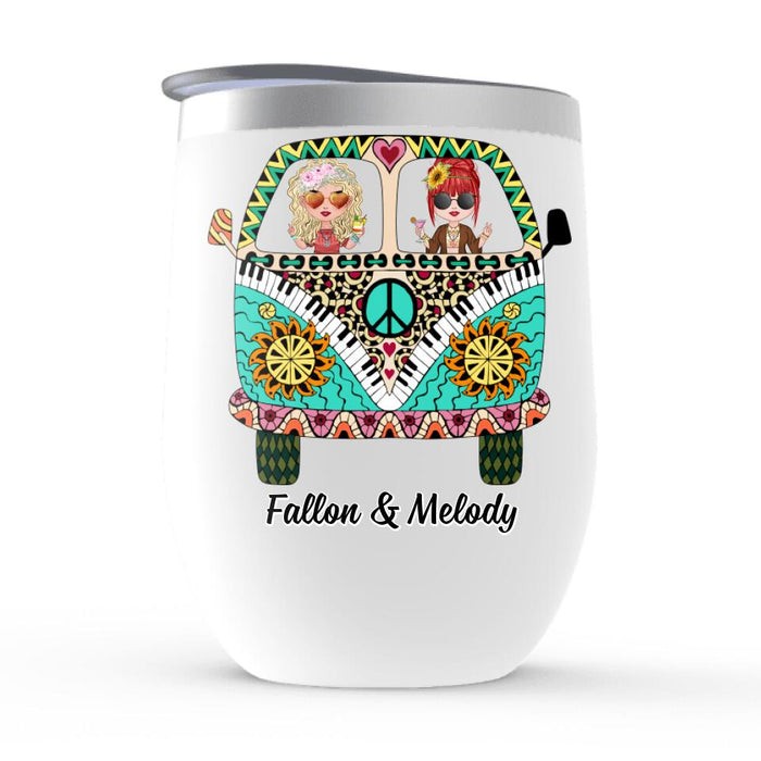 On A Dark Desert Highway - Personalized Wine Tumbler For Her, Friends, Sisters, Hippie