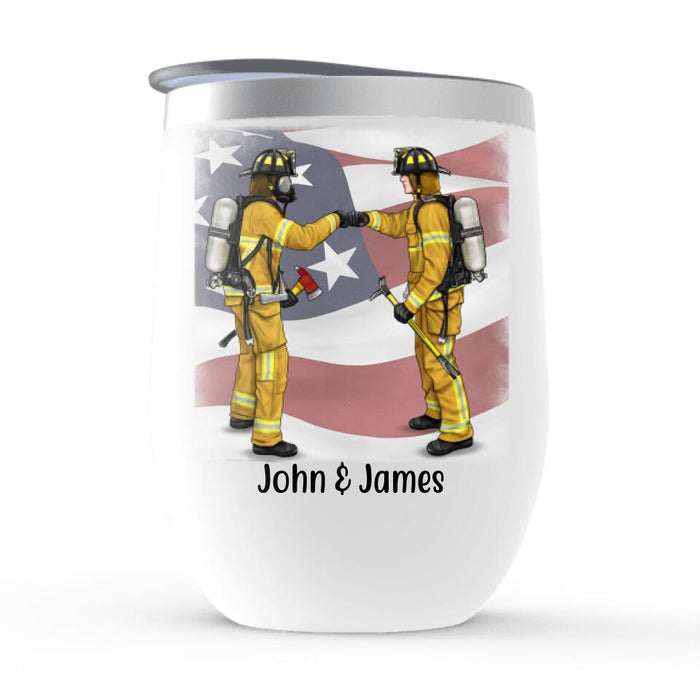 Best Firefighter Friends For Life - Personalized Wine Tumbler For Couples, Friends, Family, Firefighters